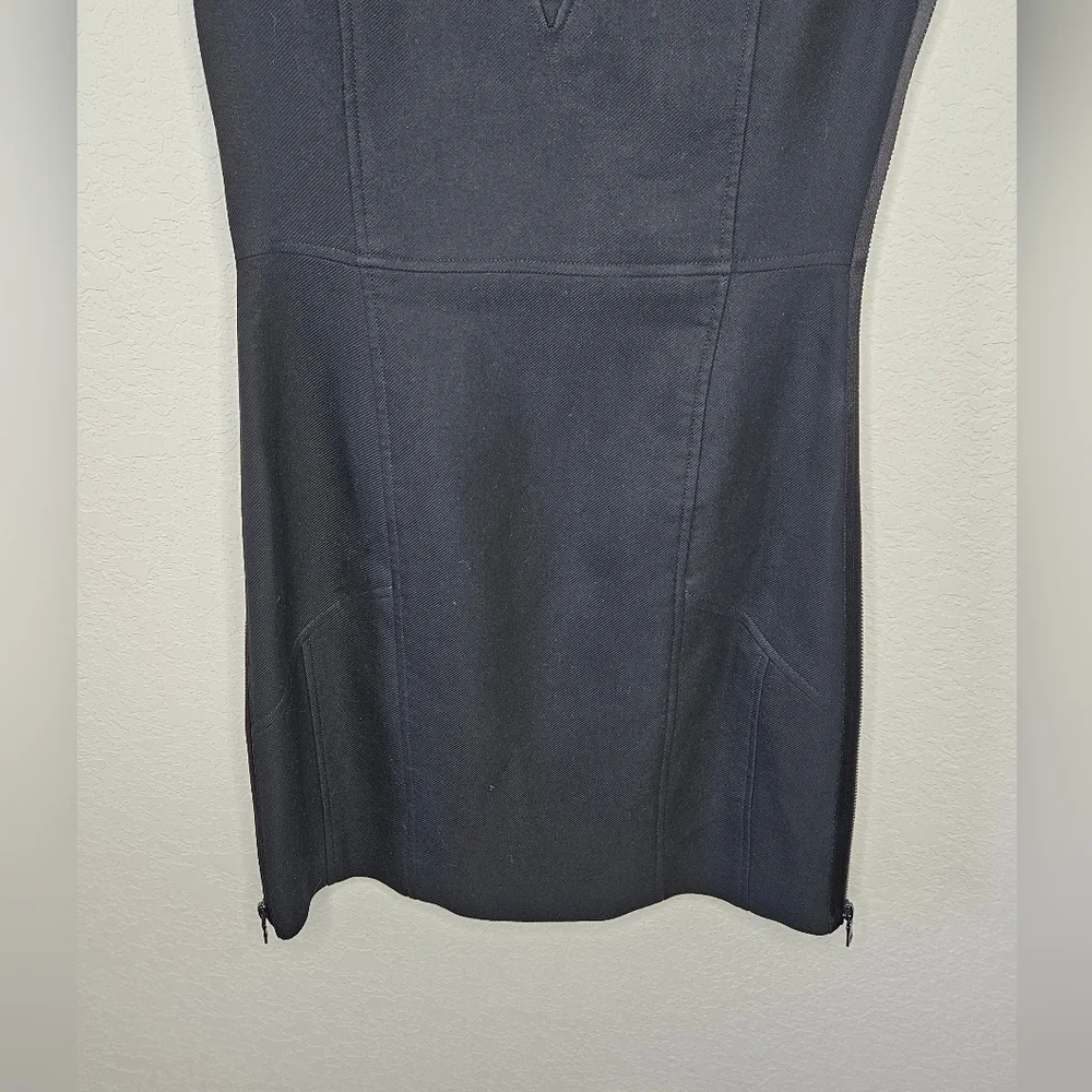 NWT Mackage Collection Studded Zipper Side Detail Structured Cap Sleeve Dress - Picture 3 of 11